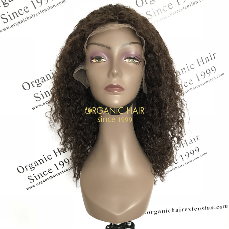 Human cheap virgin hair silk base full lace wig natural brown 180% Density Spiral Curls X67